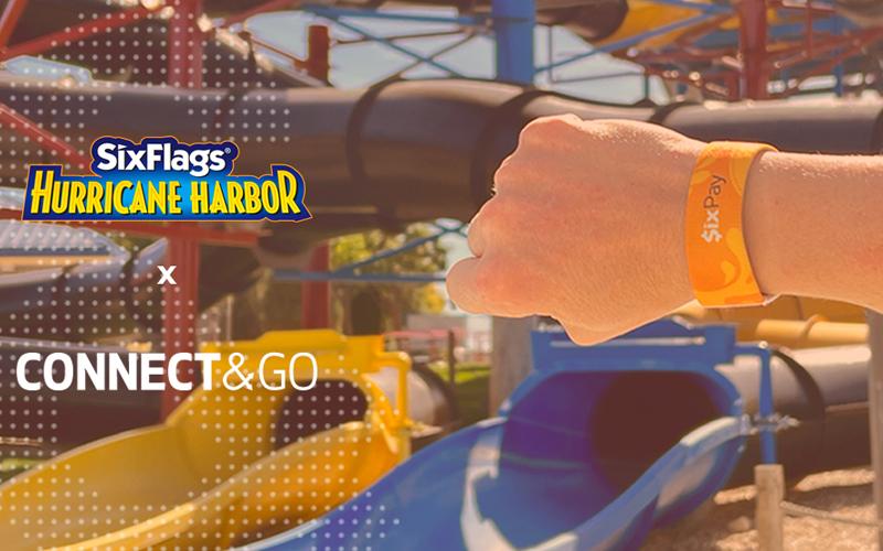 Promotional image of Connect&GO wristband, in collaboration with Six Flags