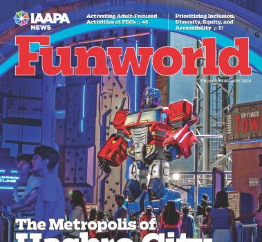 Capa da edição de janeiro/fevereiro de 2024 da revista Funworld da IAAPA.