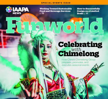 Couverture du numéro de mai/juin 2024 du magazine Funworld de l'IAAPA