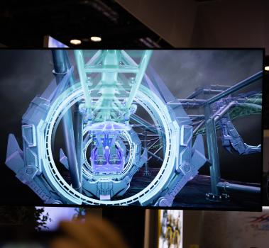 Démonstration 3D de montagnes russes sur le thème des Transformers par S&S Worldwide et SEVEN à l'IAAPA Expo 2023