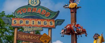 Tornado Springs sign and drop tower