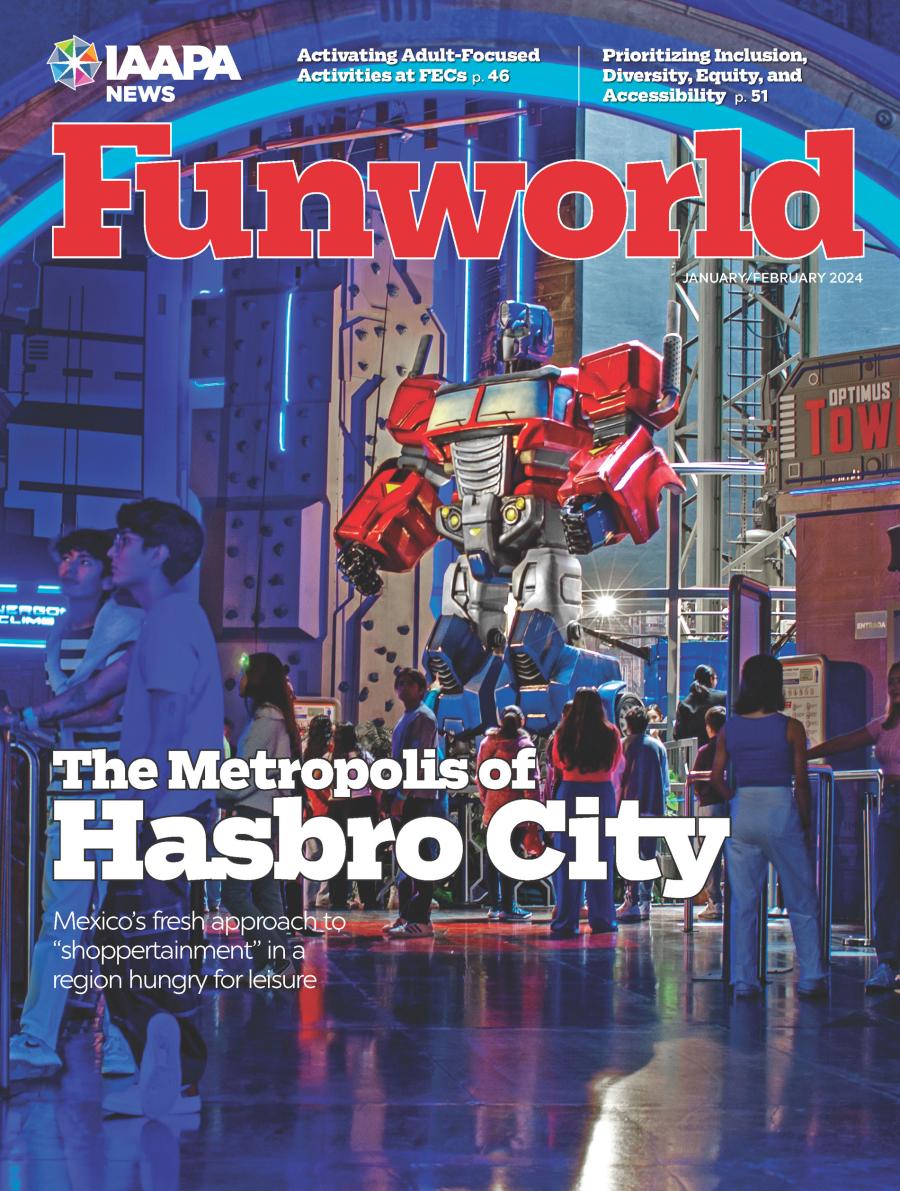 Capa da edição de janeiro/fevereiro de 2024 da revista Funworld da IAAPA.