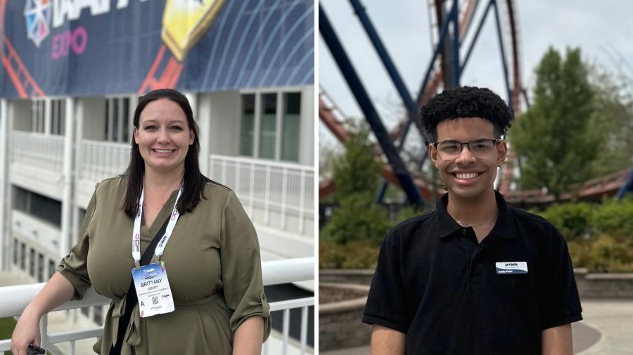 Photo grid of two IAAPA Foundation scholarship recipients for 2023-2024 academic year