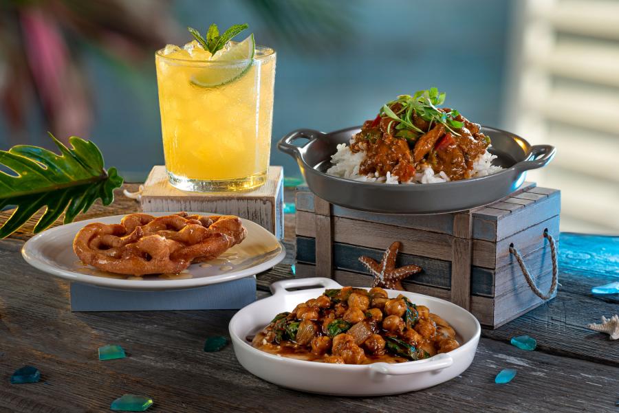 Staged image of the Indian Market menu items for the 2024 Seven Seas Food Festival at SeaWorld Orlando