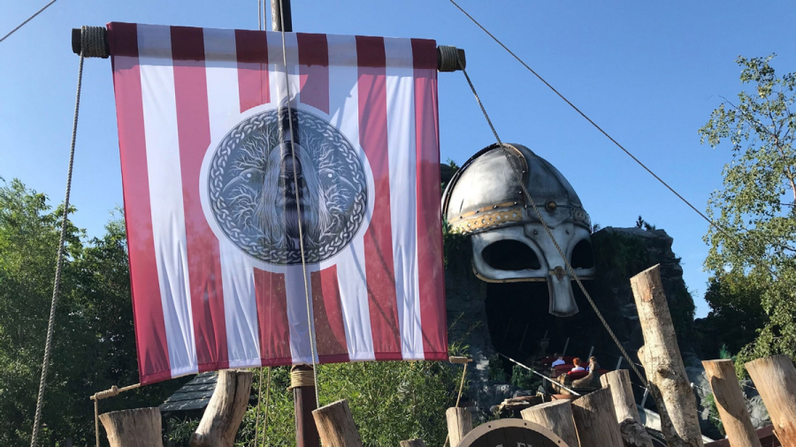 Part of Outdoor theming of outdoor queue for Viking  Voyage at Tayto Park (Credit: Katapult Ltd.)