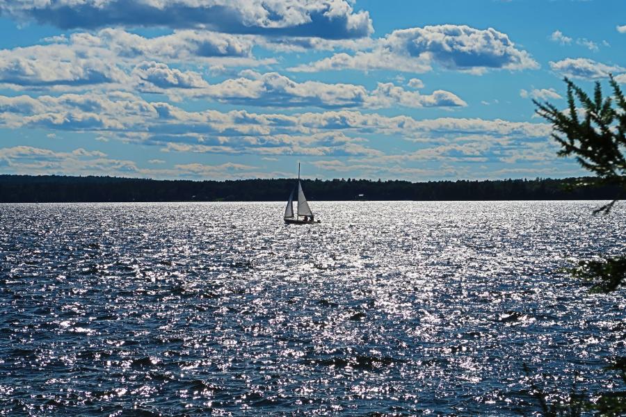 Columnist Tim O'Brien sailing off into the sunset at Belgrade Lakes area in Maine