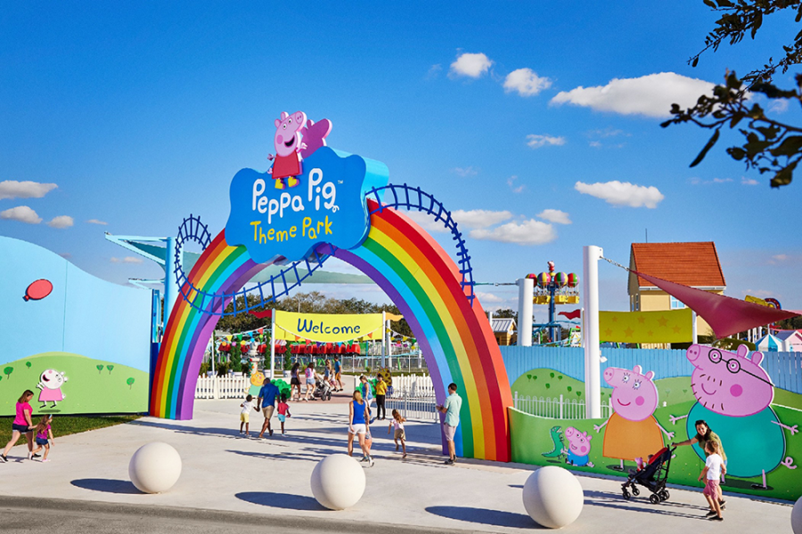 families entering Peppa Pig Theme Park