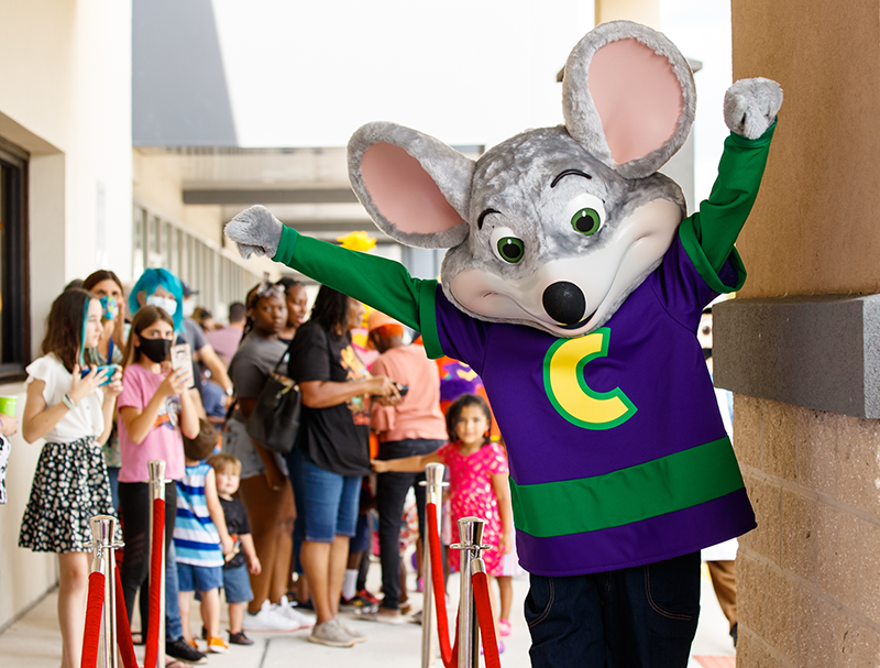 Happy Chuck E. Cheese with kids 